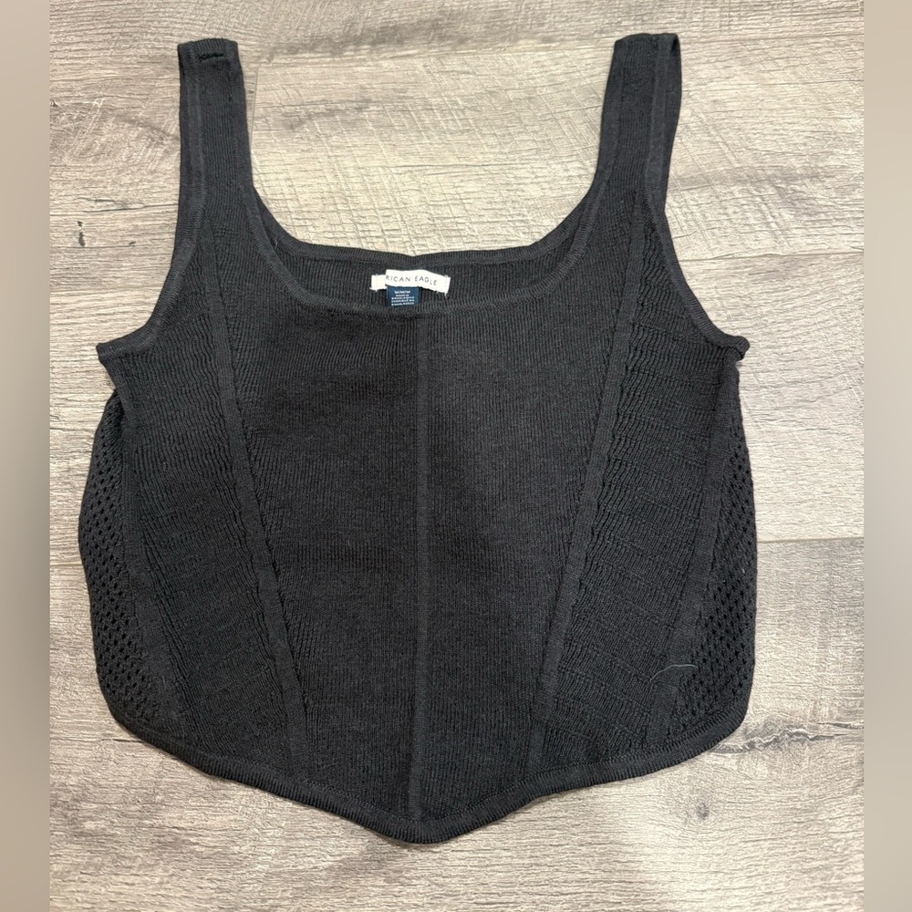 American Eagle Outfitters Black Fitted Bustier Tank Top